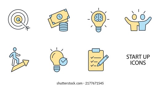 Start up icons set . Start up pack symbol vector elements for infographic web