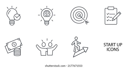 Start up icons set . Start up pack symbol vector elements for infographic web