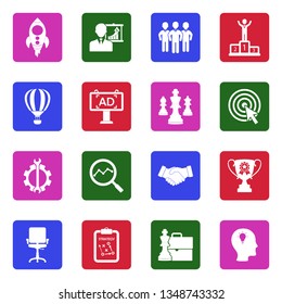 Start Up Icons. White Flat Design In Square. Vector Illustration.