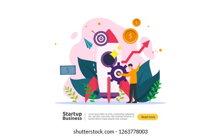 Start Up Idea Concept. Project Business With Rocket Tiny People Character. New Product Or Service Launch Template For Web Landing Page, Banner, Presentation, Social, Print Media. Vector Illustration