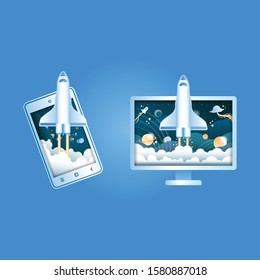Start Up Illustration.  Launch illustration.