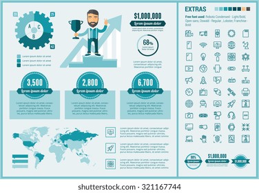 Start up infographic template and elements. The template includes illustrations of hipster men and huge awesome set of thin line icons. Modern minimalistic flat vector design.