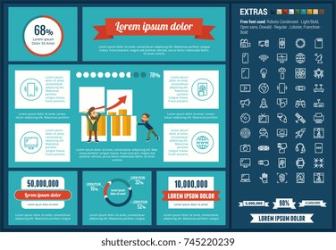 Start up infographic template and elements. The template includes illustrations of hipster men and huge awesome set of thin line icons. Modern minimalistic flat vector design.