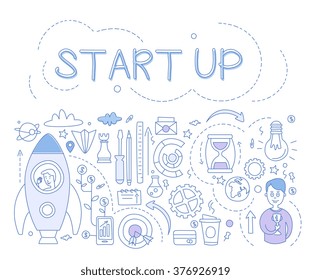 Start Up Infographics. Hand drawn Vector Illustration