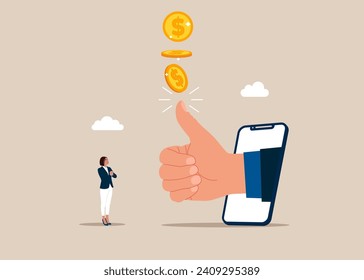 Start invest in stock market, collecting wealth. Flat vector illustration.