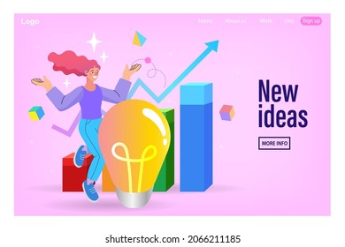 Start up investors landing page website. personal growth, professional development, increase in income. big idea concept. vector illustration for webpage.