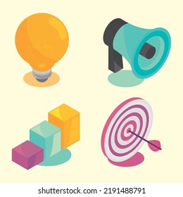 start up isometric icons, design