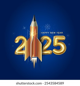 Inicio o lanzamiento del nuevo año 2025 para celebración. Ilustración de concepto creativo de Vector.