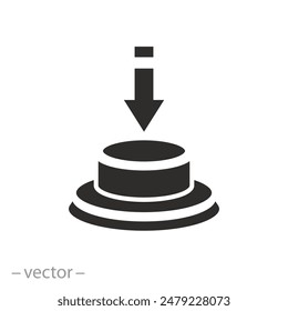 start or launch process icon, push button, arrow pointer for push press, flat symbol on white background - vector illustration