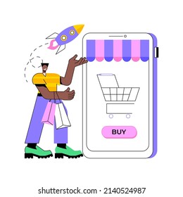 Start And Launch Your Online Store Abstract Concept Vector Illustration. Small Business Amid Pandemic, Grocery And Essentials Curbside Pickup, Accept Orders And Payment Abstract Metaphor.