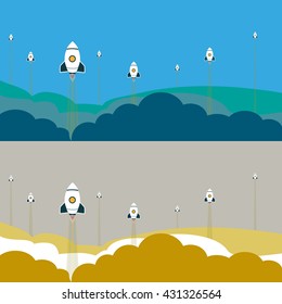 Start up launching rocket set