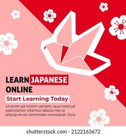 Start learning Japanese language today, online courses and classes for people in love with oriental culture. master grammar and hieroglyphs with education in internet with group. Vector in flat