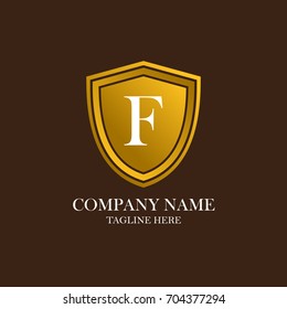 A start letter F with a gold shielded logo