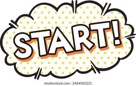 start letter, thick line fluffy explosion fun comic speech bubble