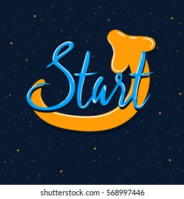 Start lettering. Hand drawn vector illustration, design, greeting card, logo.