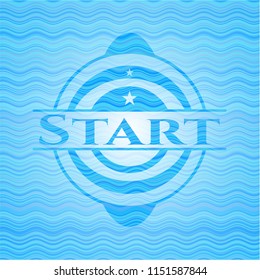 Start light blue water badge background.