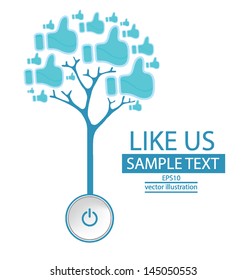 Start. Like button. Tree design. vector illustration.
