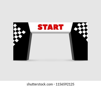 Start line arch. Template of the stand for sporting events. Сoncept design for advertising sponsors.