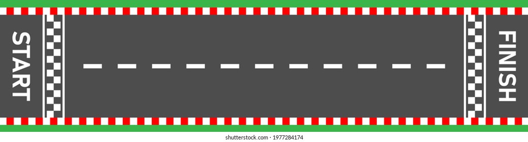 Start line finish line Race road asphalt road top view Vector