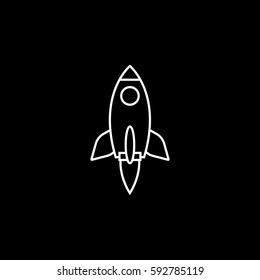Start up line icon, seo & development, Rocket sign, a linear pattern on a black background, eps 10.
