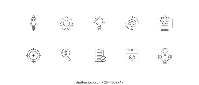 Start up line icons set