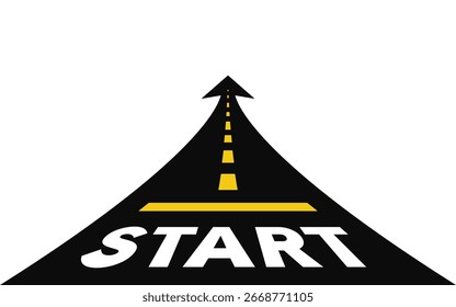 Start line on the highway. Conception of start
