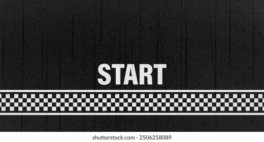 Start line racing background top view,Textured asphalt with starting line.	