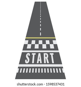 Start line racing background for your kart race track design in top view. Vector illustration.