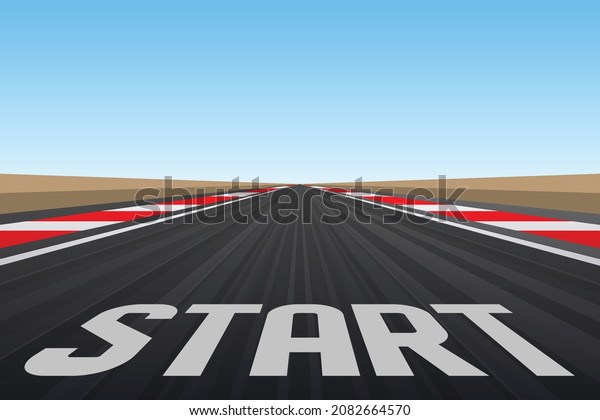 Start line of a racing track, vector\
illustration of a racing\
background