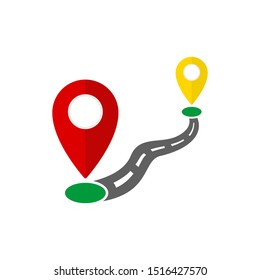 Start location to end location icon vector. Navigation icon isolated on white background