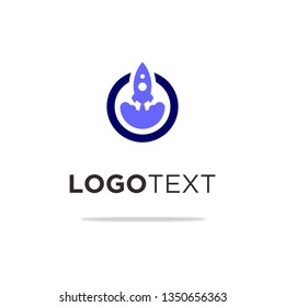 Start up logo symbolized with rocket launching