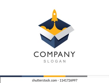 Start up logo, Think outside the box logo, logistic and delivery logo