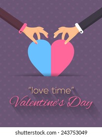 Start Love Time Concept and Valentine's Day Theme Vector Design. Announcement and Celebration Message Poster, Flyer 