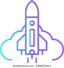 Start Up Marketing icon with blue duotone style. rocket, up, strategy, technology, concept, target, innovation. Vector illustration