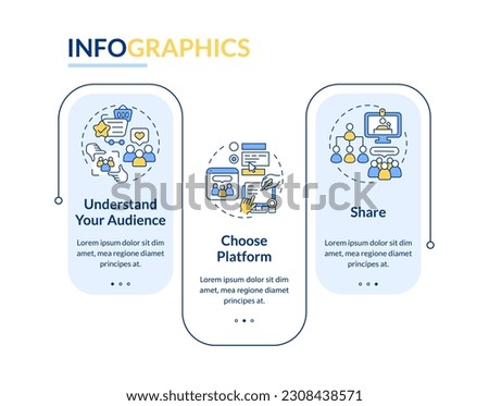 Start micro community for business rectangle infographic template. Data visualization with 3 steps. Editable timeline info chart. Workflow layout with line icons. Lato-Bold, Regular fonts used