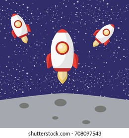 Start up moon vector illustration. Rocket and moon vector. Start up vector