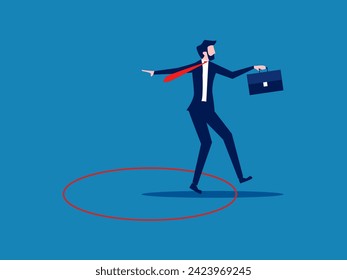 Start a new business. Businessman leaves comfort zone. Vector 