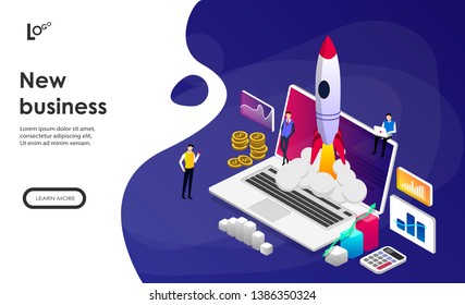 Start new business. Start up concept. Perfect for infographics, banners, homepages, landing pages, web etc. Vector illustration.