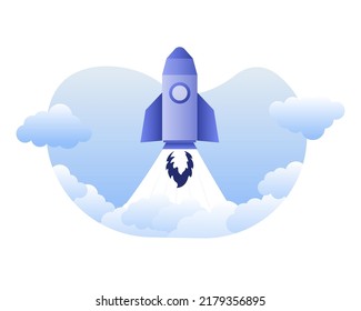 Start up new business project. Spaceship launch. Launch space rocket.