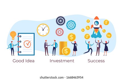 Start up new business project steps. Vector flat graphic design illustration