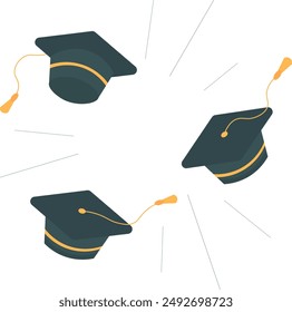 Start a new chapter with enthusiasm! Graduation caps fly high, a symbol of new achievements and dreams. Goodbye school, let's make dreams come true.