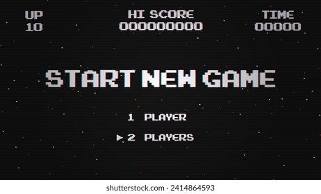 Start a new game background with player selection.8 bit game.retro game.