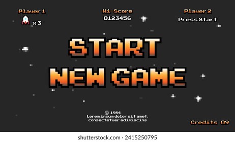 Start a new game background with player selection.8 bit game.retro game.