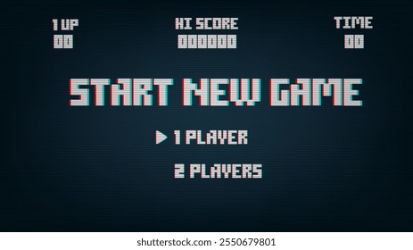 Inicia um novo fundo de jogo com a seleção do jogador.8 bit game.retro jogo.