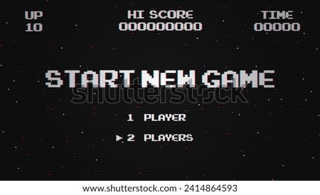 Start a new game background with player selection.8 bit game.retro game.
