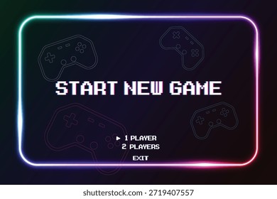 Inicie um novo jogo selecionando um jogador ou saindo do menu principal do jogo. Fundo moderno do jogo moderno com efeito de iluminação. Ilustração vetorial