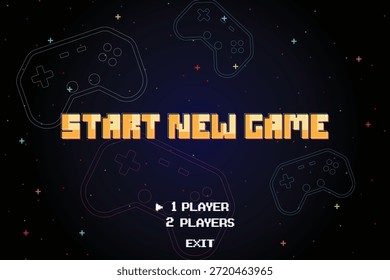 Inicie um novo jogo selecionando um jogador ou saindo do menu principal do jogo. Fundo moderno do jogo moderno com efeito de iluminação. Ilustração vetorial