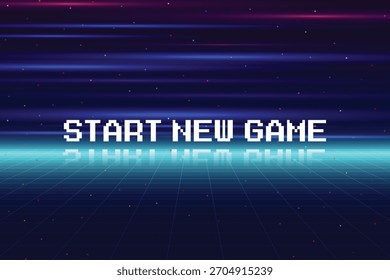 INICIO NUEVO JUEGO, pixel art. juego de 8 bits. juego retro. para activos de juego en Ilustraciones vectoriales.