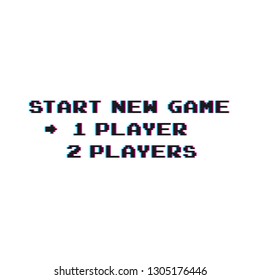 Start new game pixel style 8-bit - isolated vector illustration