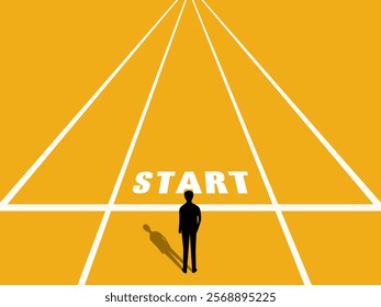 Start a new journey and future vision concept. Businessman traveling on the big road